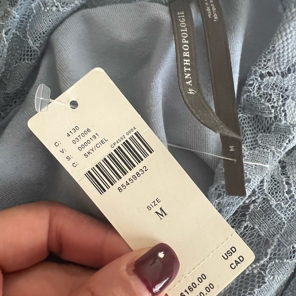 NWT ANTHROPOLOGIE The Maya Ruched Cowl-Neck Lace Dress in Light Blue Sz M - Picture 7 of 7